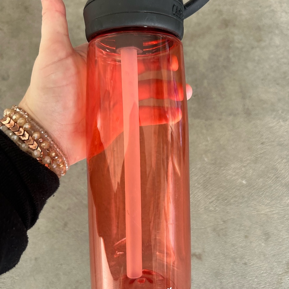 Red Water Bottle with Straw